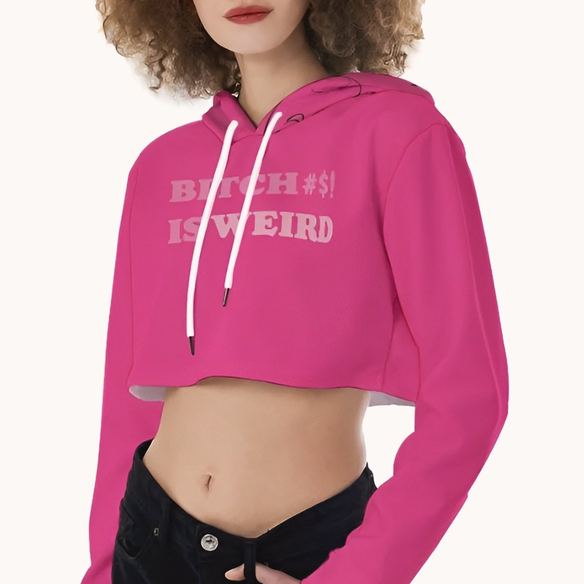 Hoodie Women Crop Hoodie Long Sleeves Bitch Is Weird